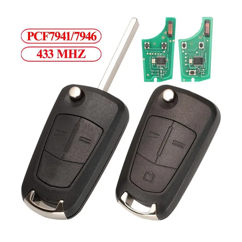 

2/3 Buttons Remote Car Key PCF7941/7946 433MHZ Car Key Flip Remote Key Fob for Opel/Vauxhall Astra H Zafira B Corsa D Vectra C