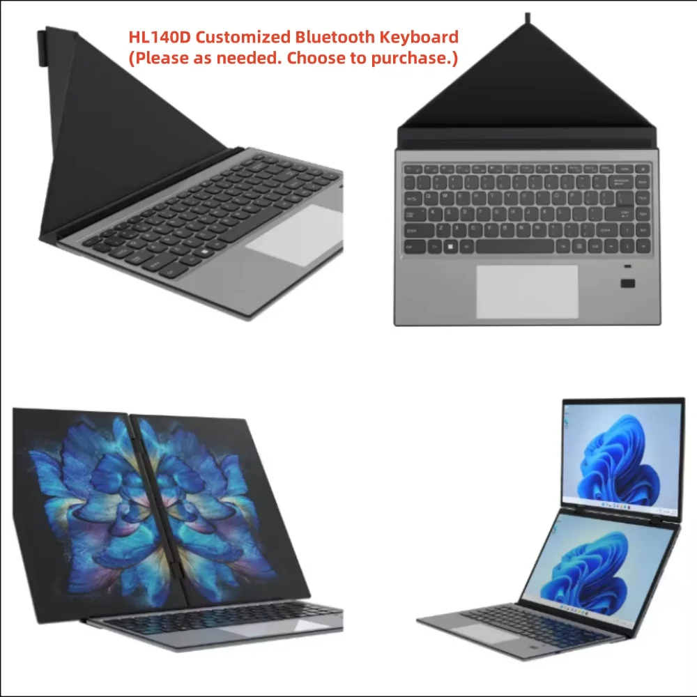 Dual Screen Laptop Intel N100 Processor 14“+14” touch Gaming Laptop DDR4 32GB 1TB 2TB SSD Notebook Computer 6