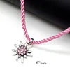 Trendy Popular Mountain Flowers Pendants Vintage Edelweiss Necklaces For Women Party Luck Rope Chain Choker Jewelry Gift 2