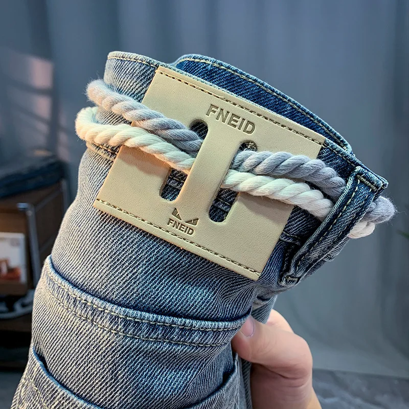 High-End Affordable Luxury Jeans for Men 2024 Spring New Saggy Slim Fit Skinny Pants Casual Simple All-Matching Trousers