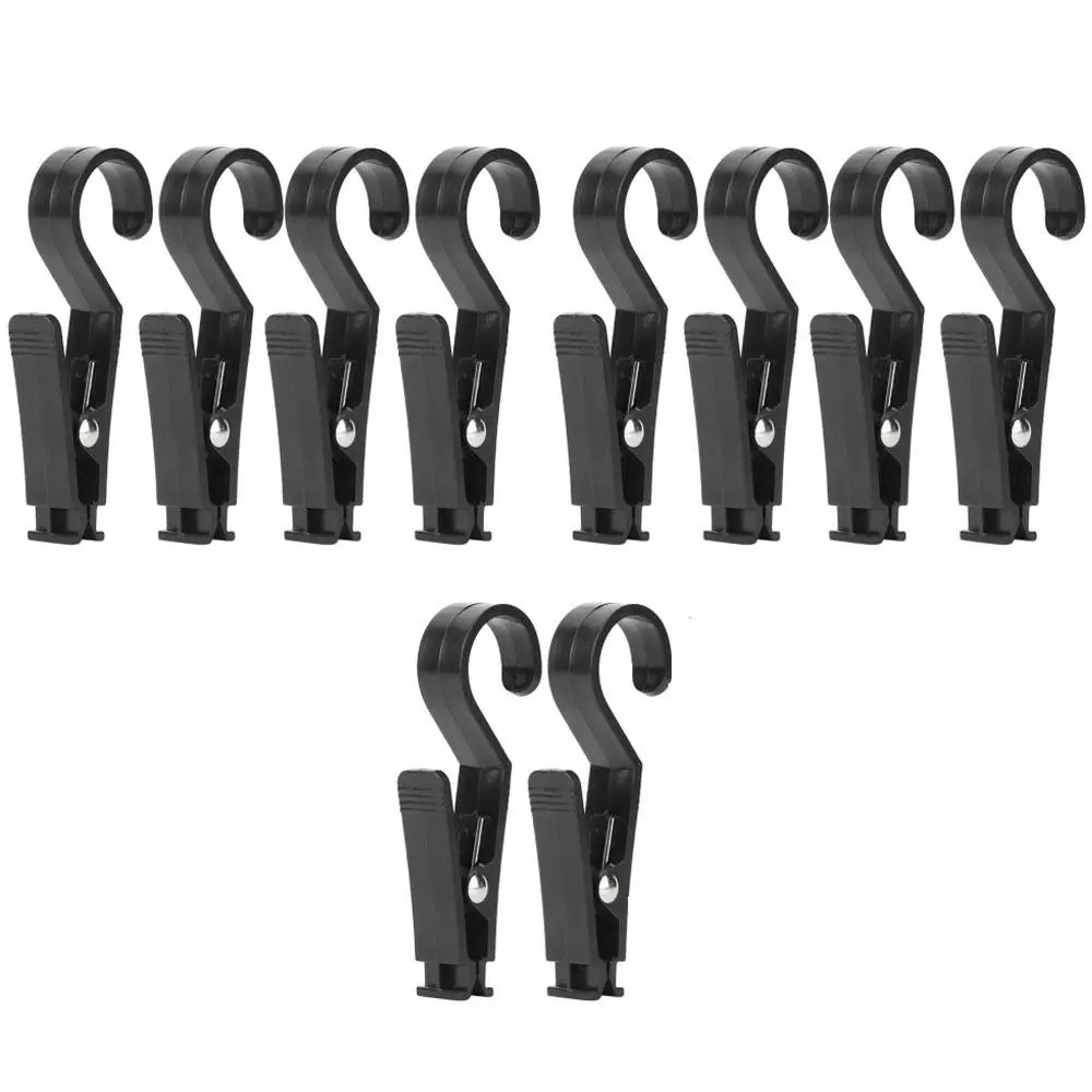 10 Pcs 플라스틱 다목적 교수형 클립 폭풍 방지 잠글 수있는 검은 색 텐트 타프 후크 클립 경량 캠핑 후크