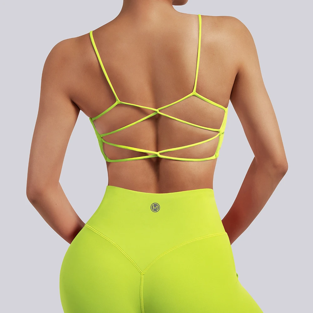 Women Sports Bra Sexy Criss Cross Straps Backless Elastic Breathable Breast Leisure Underwear