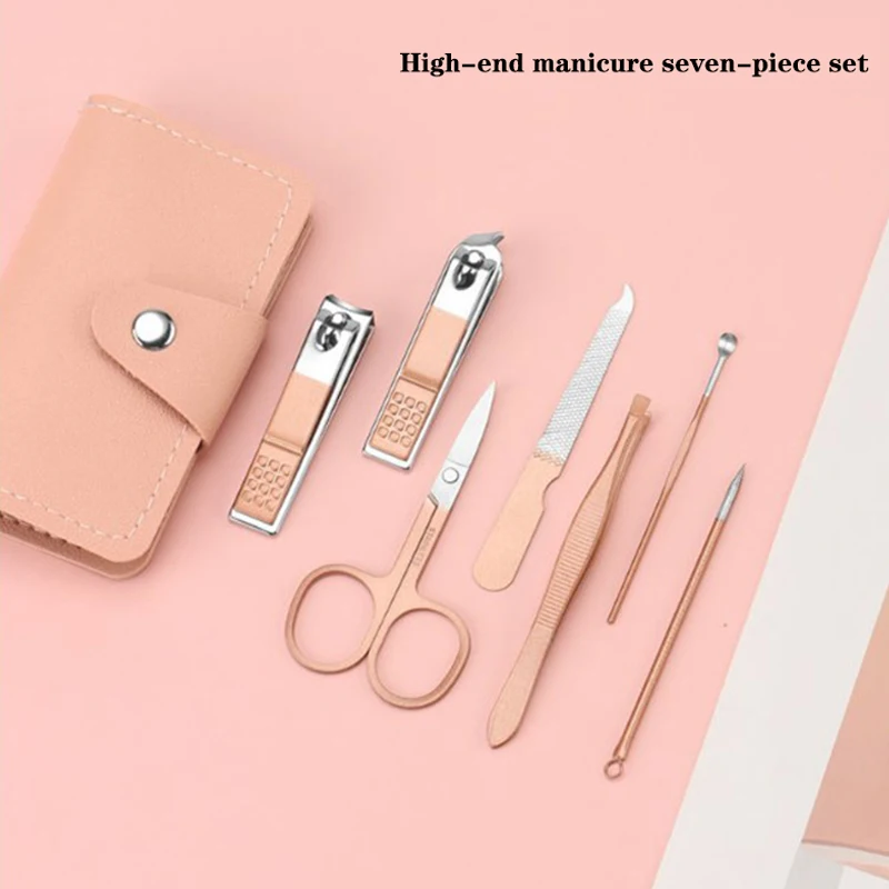 

7Pcs/Set Portable Stainless Steel Nail Clippers Set Travel Manicure Tools Ear Cleaning Tools Nail Care Pedicure Tools