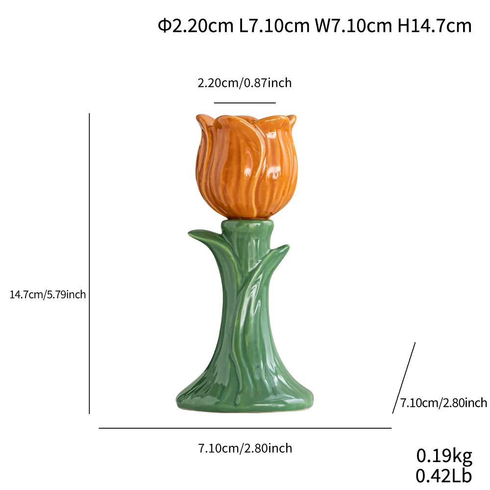 Ceramic Hand Painted Flower Candlestick Home Decor