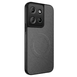 Carbon Fiber Magnetic Wireless Charging Case with Anti - Fall Protection - Moto Edge 50 Ultra (Gray)