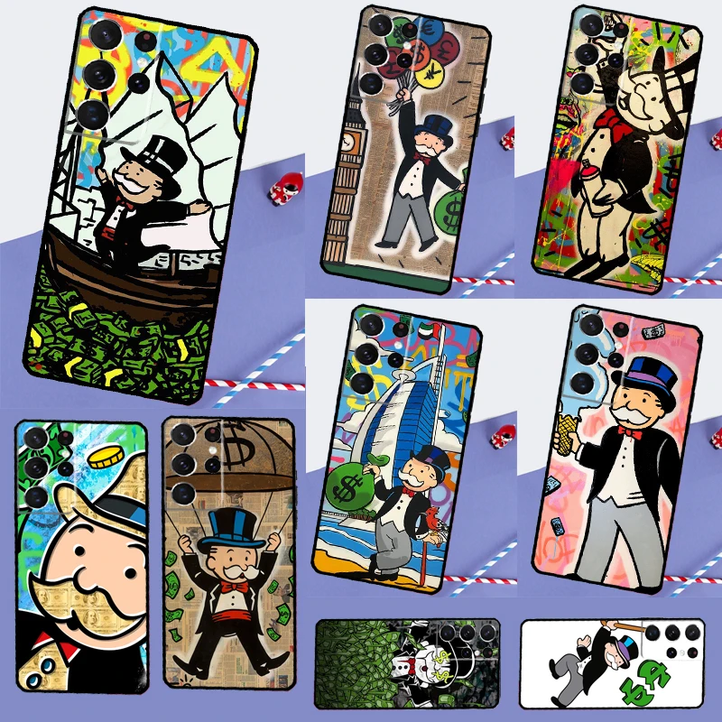 Custodia Monoplys Money Dollars Per Samsung Galaxy S23 S22 Ultra S8 S9 S10 Plus Note 10 20 Ultra S20 S21 Fe Cover Per Telefono