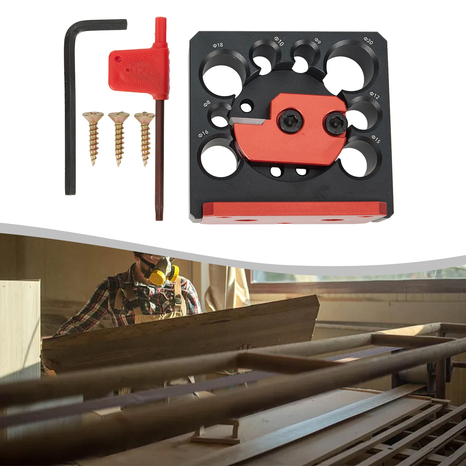 

8mm-20mm Adjustable Dowel Maker Jig With Carbide Blade For Electric Drill Milling Dowel Round Rod For Auxiliary Tool Woodworking