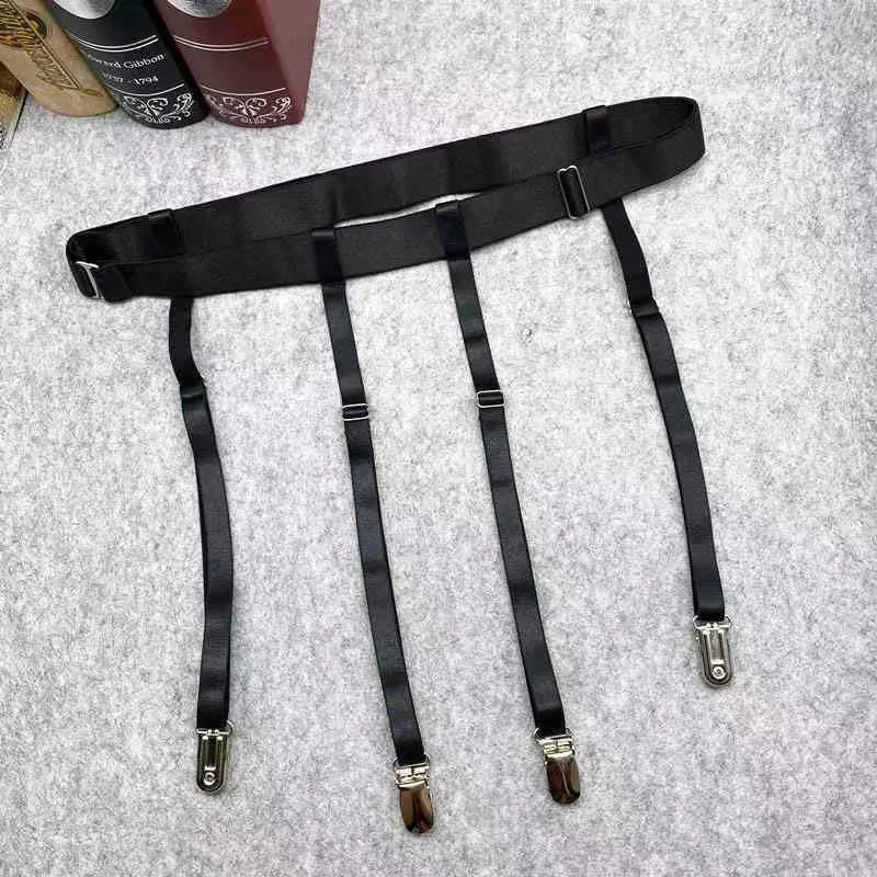Black Simplicity Sexy Garter Belt for Women Thigh High Stockings Adjustable Elastic Leg Sock Suspenders Belt 4/6 Metal Clips