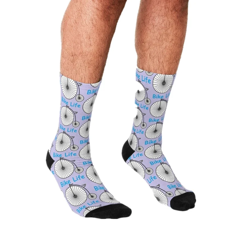 

Men's Funny socks Bike Life Riding a Penny Farthing Bicycle Socks harajuku Men Happy hip hop boys Casual Crazy Socks for men