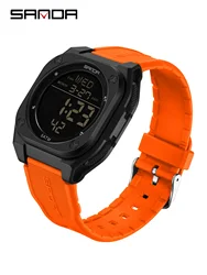 Waterproof Men's Digital Sports Watch with LED Display & Alarm Clock (Orange)