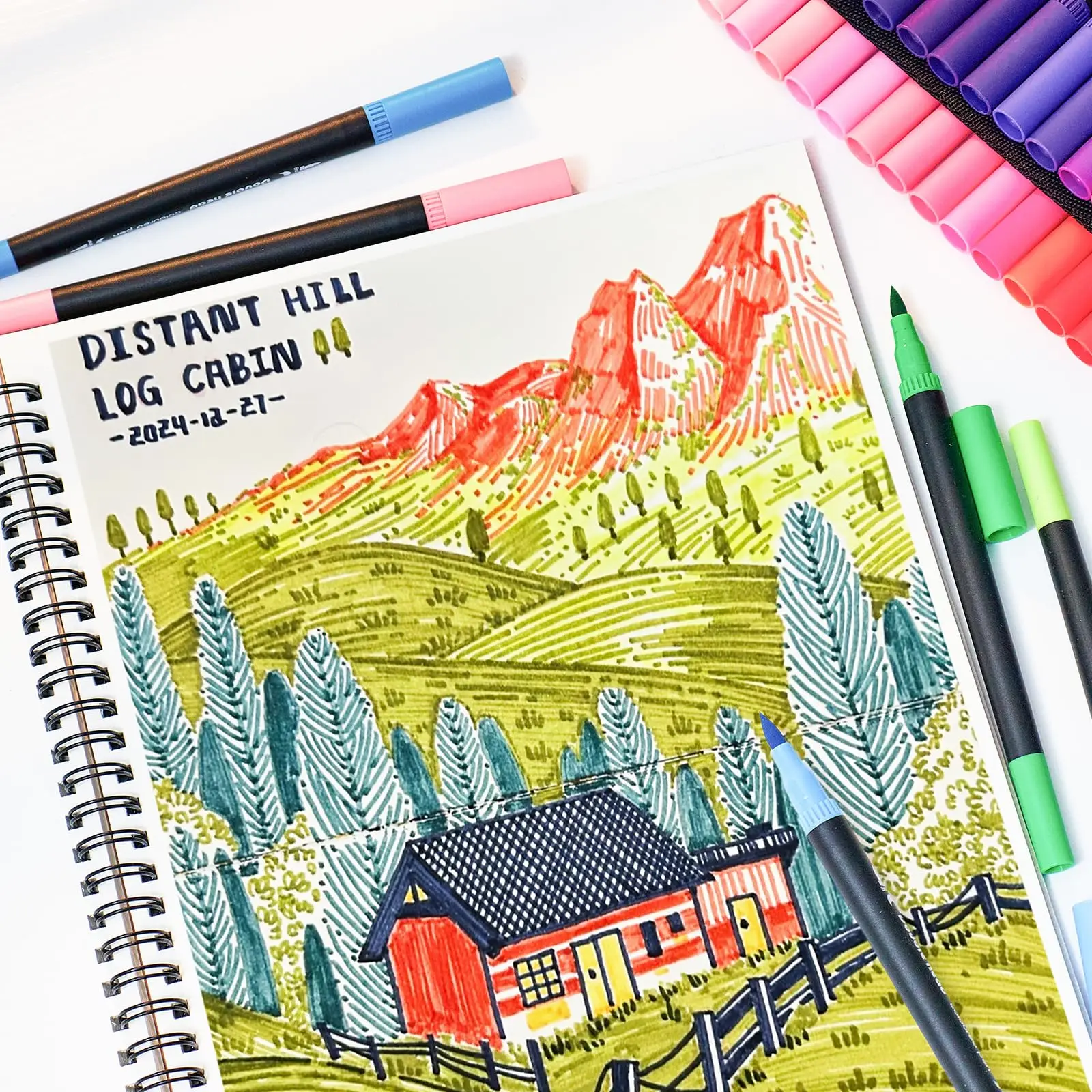 72 Colors Premium Dual Tip Art Markers Set with Foldable Case - Extra Fine & Brush Tips for Adult Artists Drawing, Painting view 5