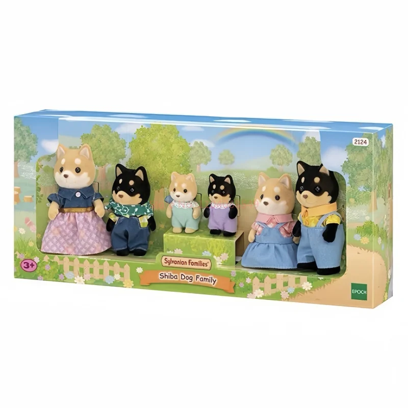 In Stock Sylvanian Families Anime Bulldog Family Shiba Dog Playing House Game Family Desktop Decoration Doll Birthday Xmas Gift 5