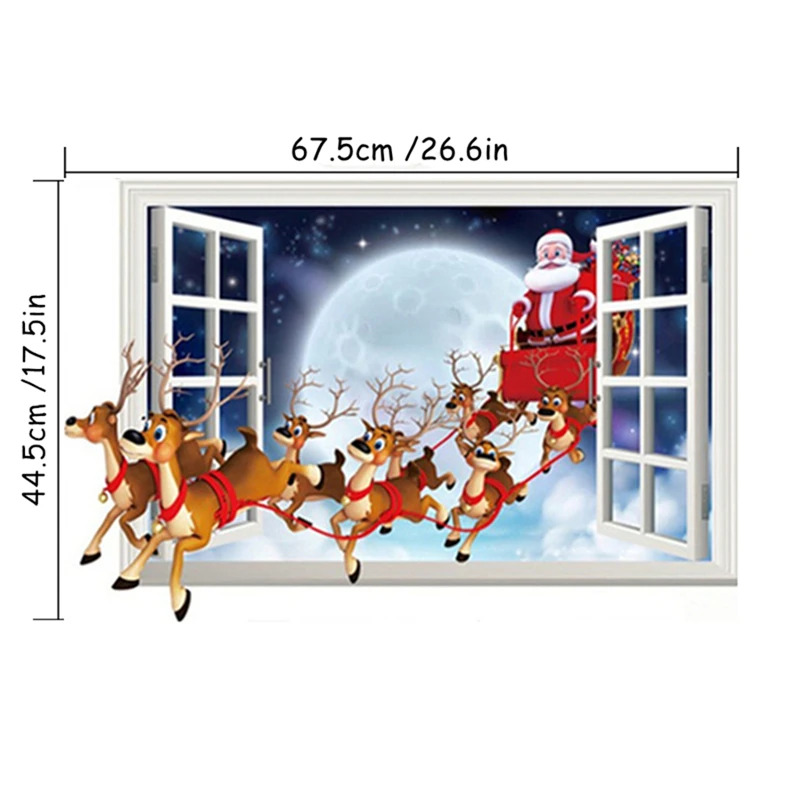 Cartoon Lovely Christmas Wall Stickers Santa Cl... - Grandado