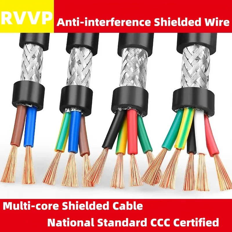 Shieldedcable18AWG2/3/4/5/8core26/24AWG22AWG/20AWG10-24coreshieldedwirePurecopperRVVPcontrolwiresignalwire-AliExpress13