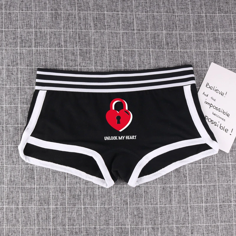 Key Lock Heart Matching Underwear for Couples Comfortable Girls Boyshort Men Boxer Shorts Homme Lingerie Women's Cotton Panties