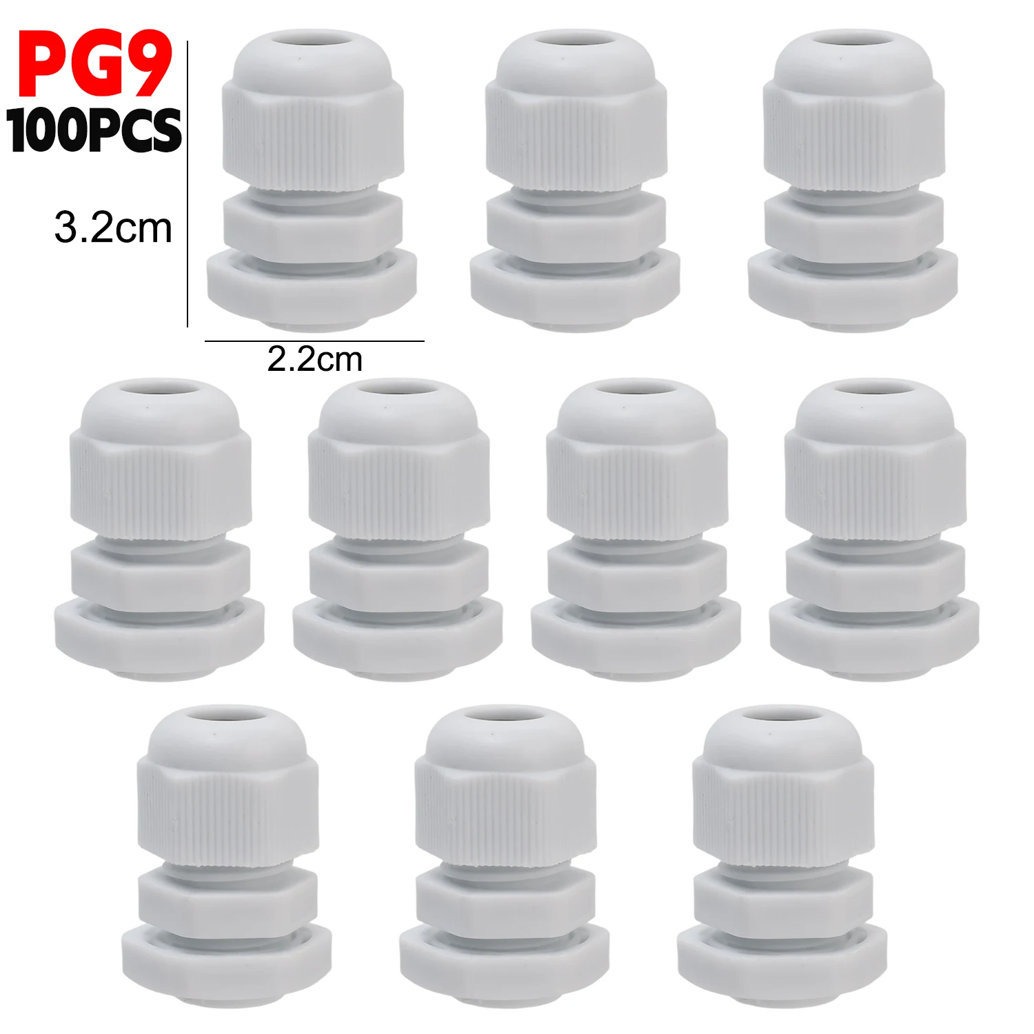 Waterproof Nylon Cable Gland Connector with Adjustable Locknut and Strain Relief Joint, IP68 Rated
