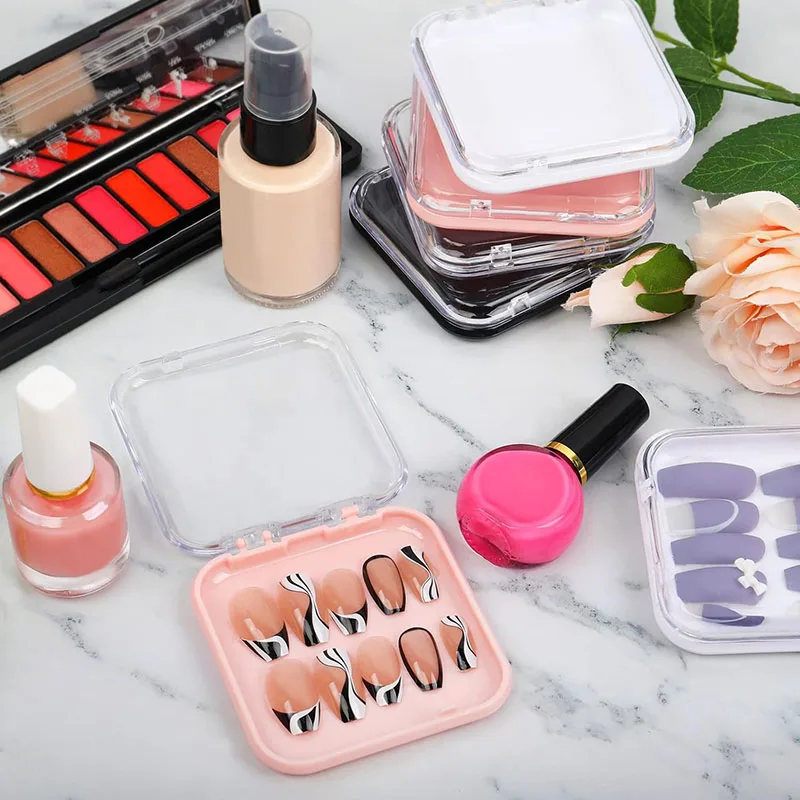 Press On Nail Packaging Boxes Double Sided Adhesive Nail Tape Acrylic Press On Storage Box 4 Colors 20pcs For fake nails false nails