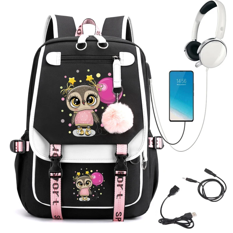 

New Female Fashion College Students School Backpack Trendy Women Laptop School Bags Owl Cute Kawaii Girl Travel Book Bag Mochila