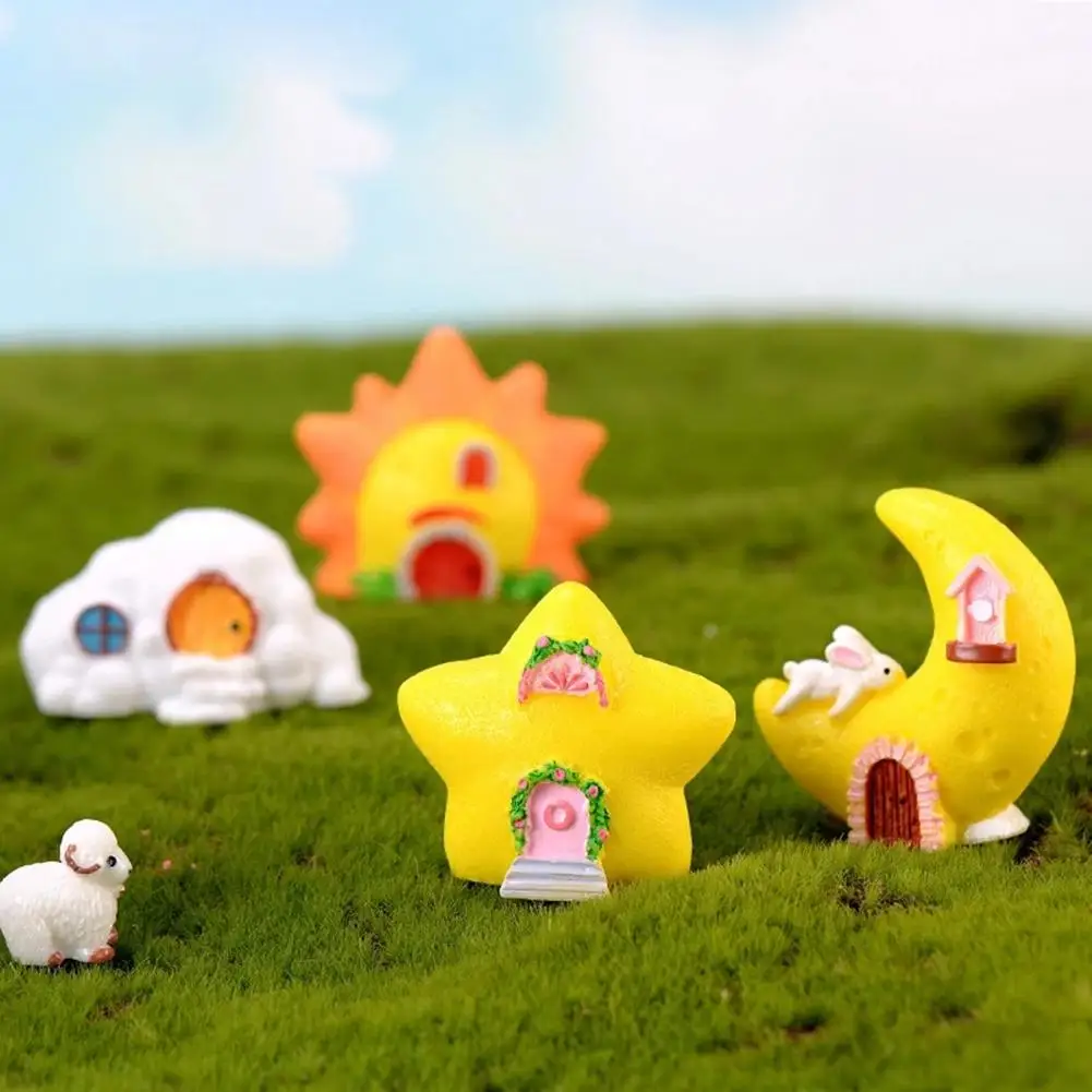

NEW Dreamy Starry Sky House Ornament Moon Sun Star Cloud Shaped Resin Craft Micro-landscape Decoration Accessories