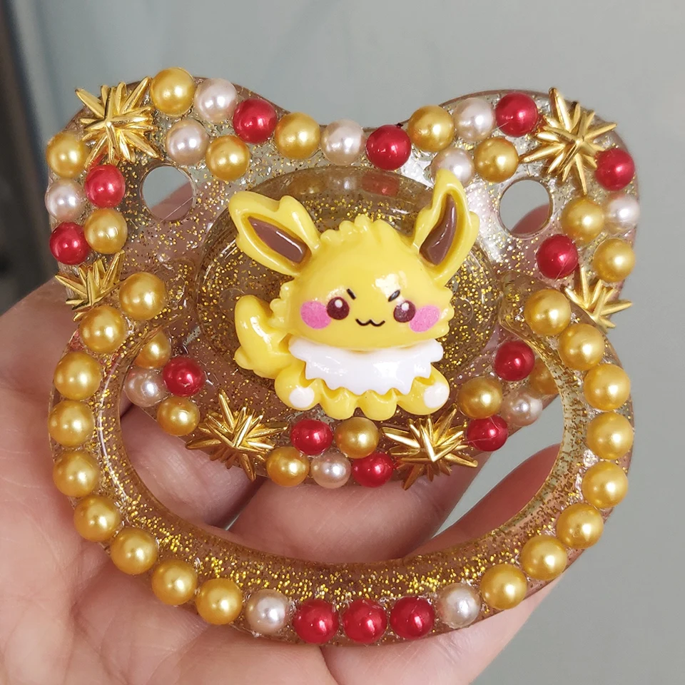 100% Handmake Cute Yellow Dog Pattern Adult Baby Pacifier Silicone Adult size Pacifier abdl Daddy Girl 3