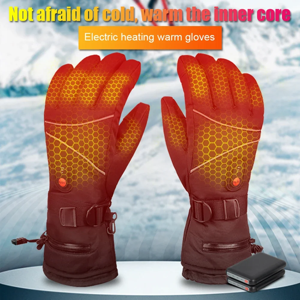 Warm Electric Heating Gloves Waterproof Winter Cycling Gloves Windproof Touchscreen 3 Modes Battery Powered for Bike Motorcycle 2