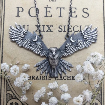 Owl Moon Pendant Necklace