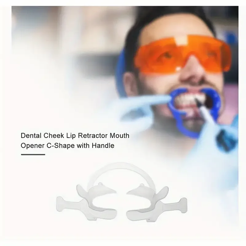 

Dental Cheek Lip Retractor Mouth Opener C-Shape With Handle White Small/Large