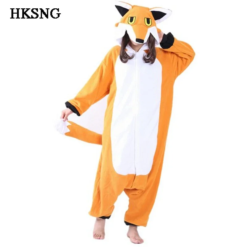 HKSNG New Orange Mister Mr Fox Pajamas High Quality Adult Unisex Animal Winter Party Onesie Kigurumi Cosplay Costume Homewear