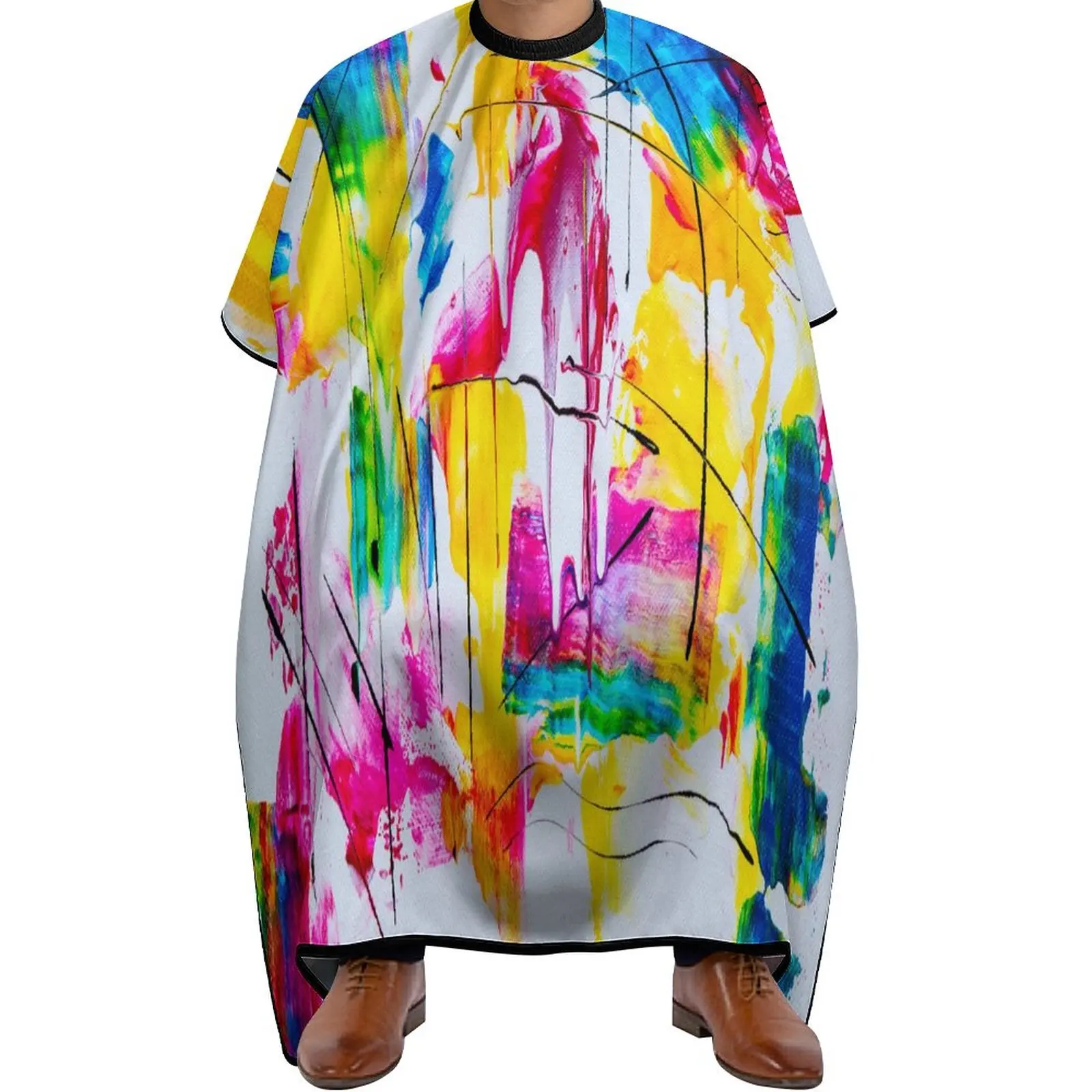 

Painting Design Professional Barber Cape,Polyester Hair Cutting Salon Cape,Water and Stain Resistant Apron,Hairdressing Cape