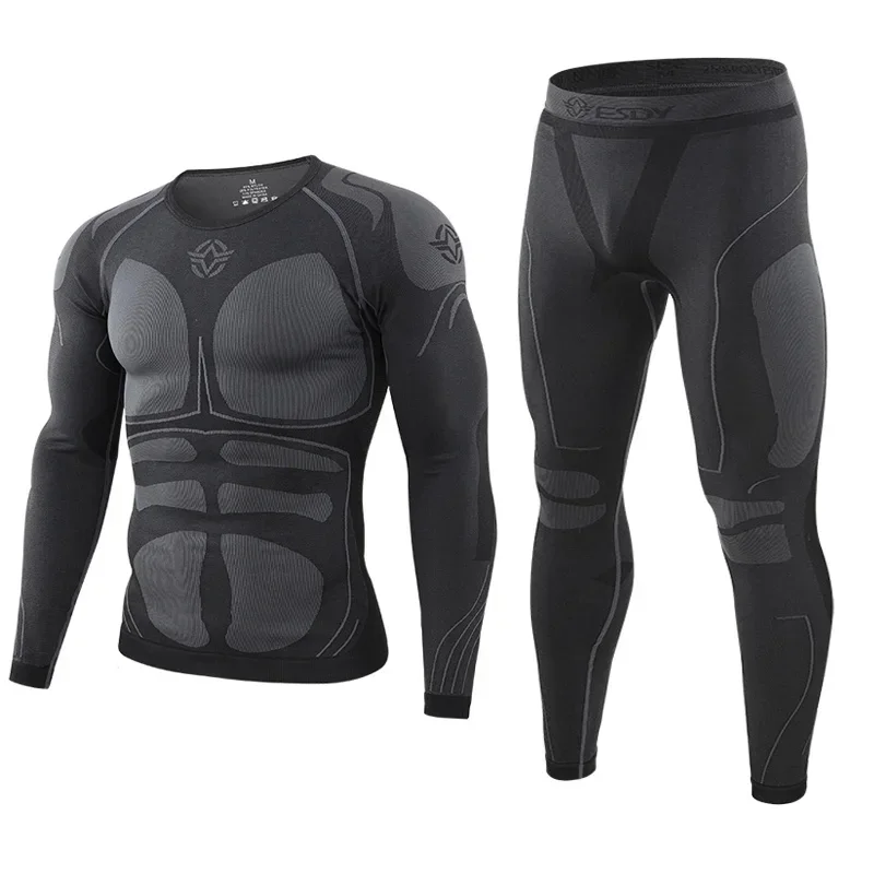 Men Seamless Sight Tactical Thermal Underwear Winter Sets Compression Fleece Function Training Thermo Underwear Long Johns