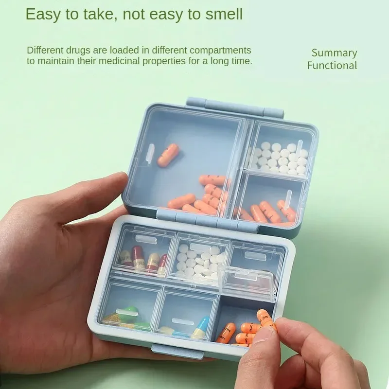 8 Grids Organizer Container For Tablets Travel Pill box With Seal Ring Small Box For Tablets Wheat Straw Container For Medicines