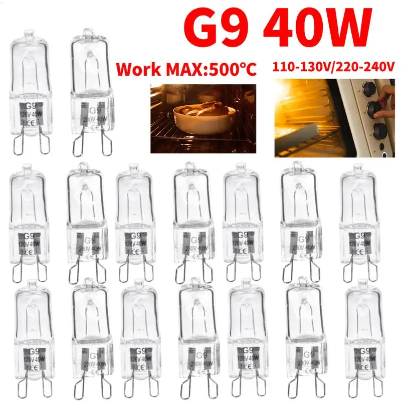 G9 Halogen Bulb 40W 110-130V 220-240V 2600K Portable for Oven Lighting