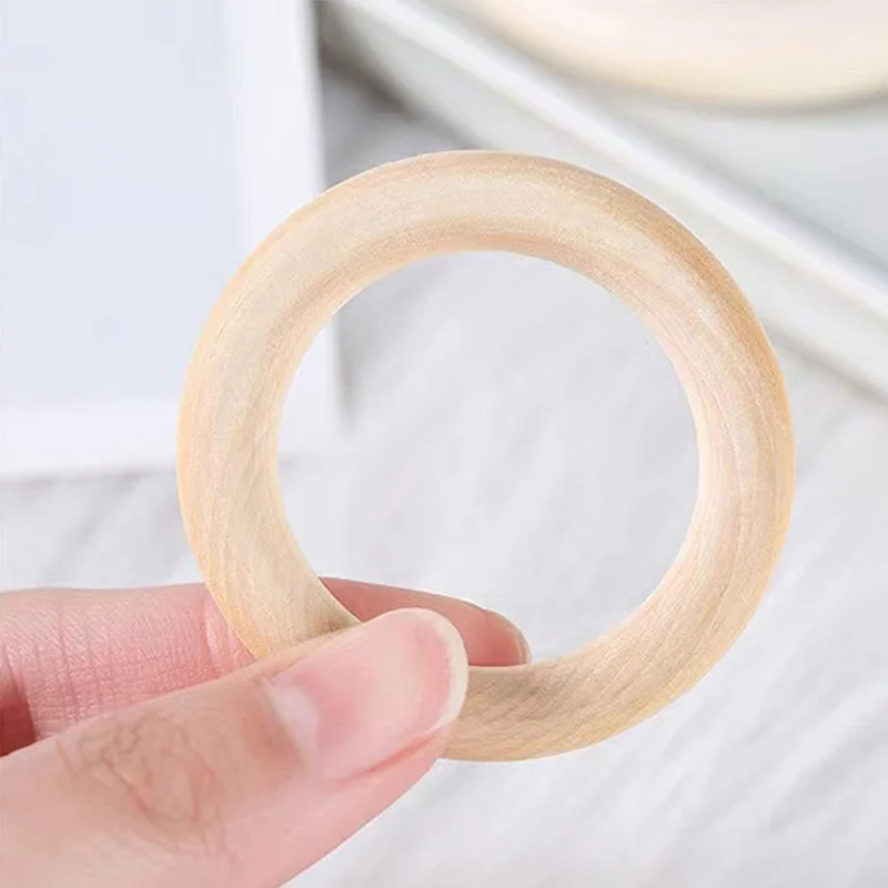 100pcs Wood Rings Natural Wood Rings For Craft 55mm Rings Solid Wood Rings  For Diy Crafts And Jewelry Making