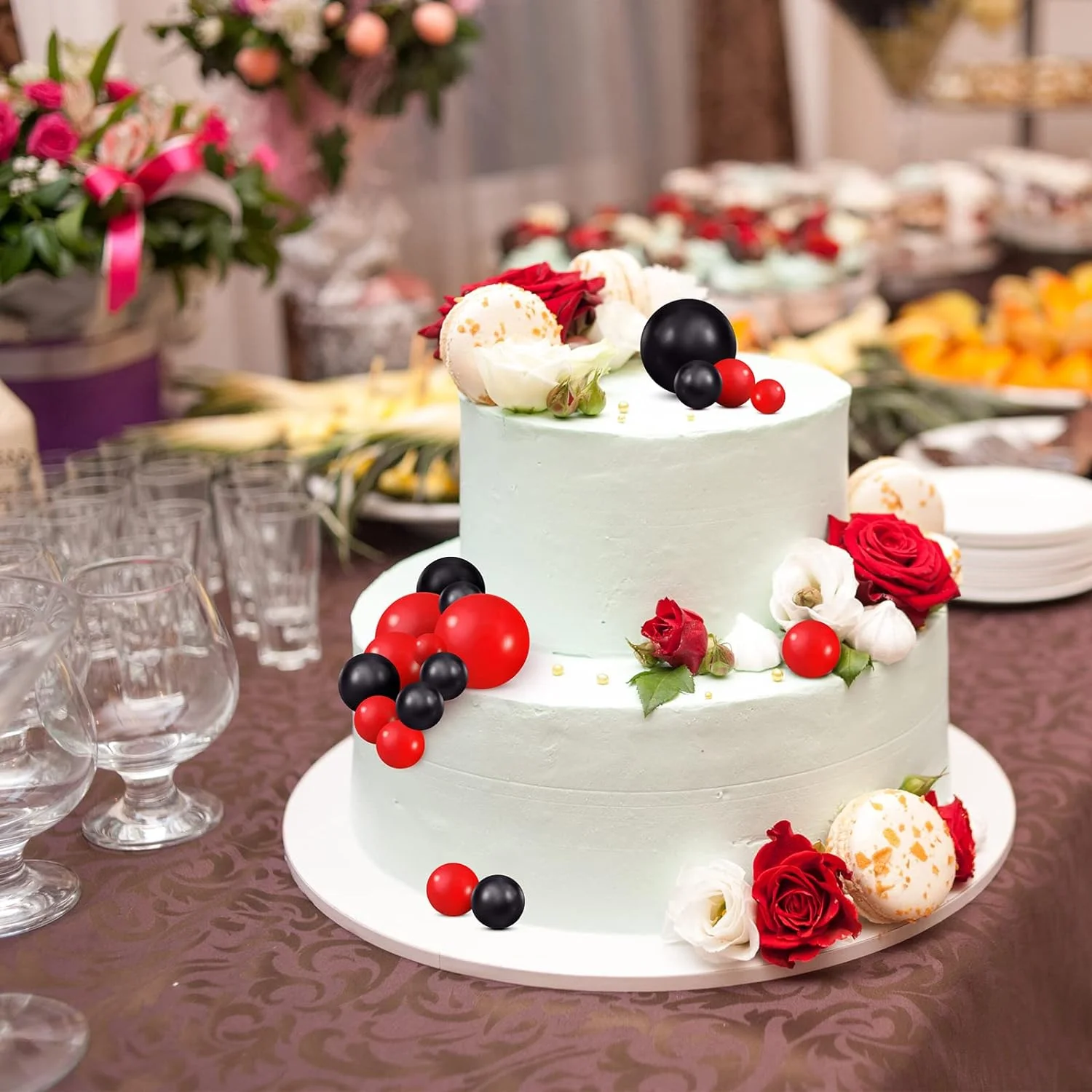 Palloncini verdi per torta in oro rosa per decorazioni per torte, palline per decorazioni per torte per compleanni, matrimoni, addio al nubilato, baby shower