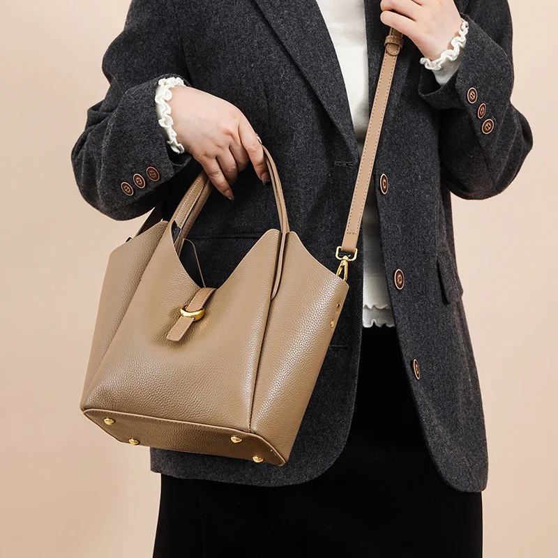 100% Genuine Cow Leather Handbag Women Fashion Elegant Crossbody Bags for Ladies Small Hand Bag Cowhide Shoulder Bags Designer 2