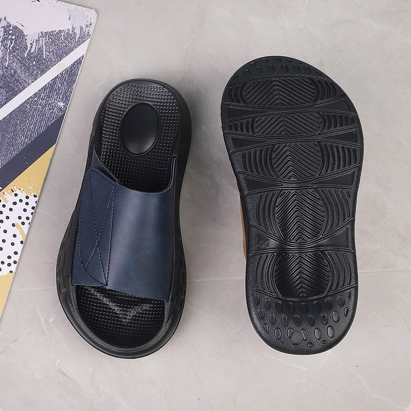 Fashion Men Beach Sandals Velcro Slippers Outdoor Design Soft Sole Slides Men Casual Shoes Flip-flops Home Slippers Sandals