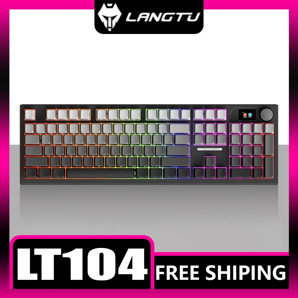 

Механическая клавиатура Langtu Lt104, трехрежимная игровая клавиатура Rgb с градиентной заглушкой, для киберспорта, офисные подарки