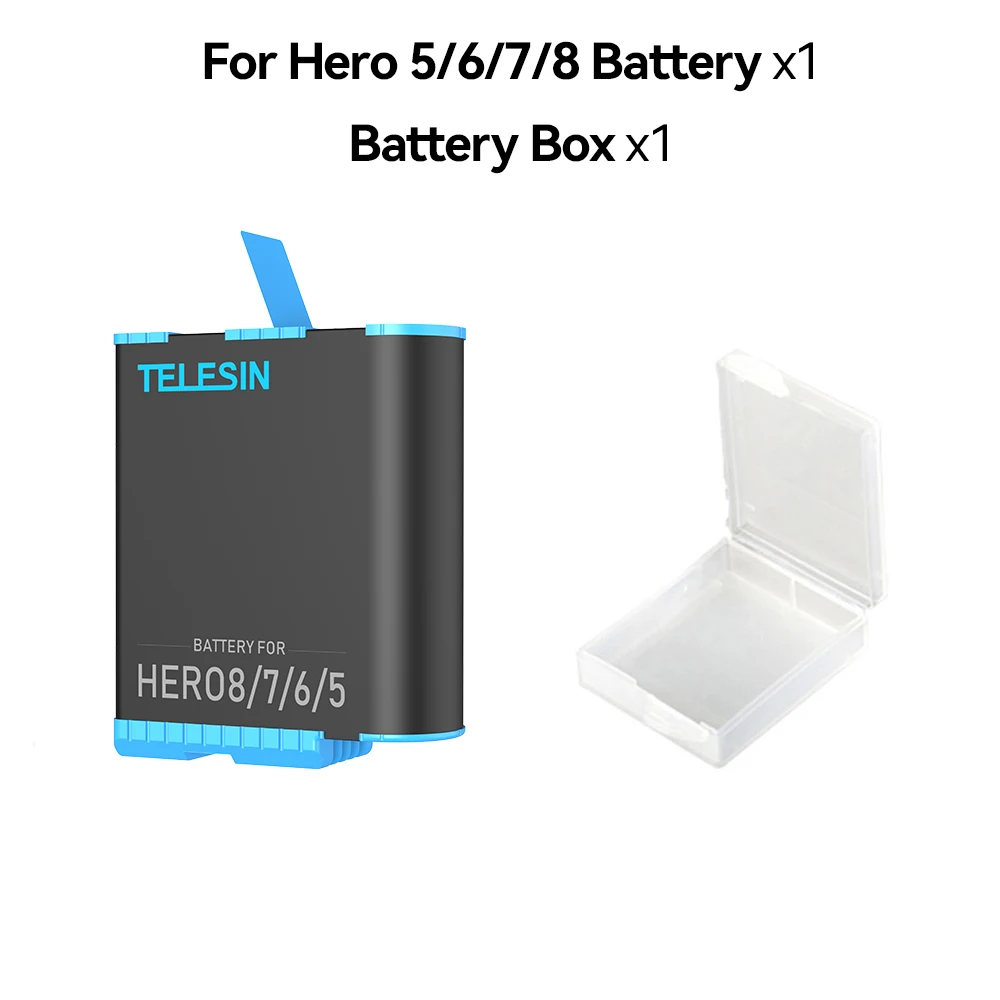 Battery 1750mAh Replacement Battery For GoPro Hero 5678 Black Action Camera Accessories For GoPro 5 6 7 8 TELESIN