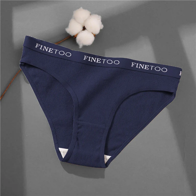 FINETOO Cotton Thread Panties for Women Low Waist Sexy Briefs