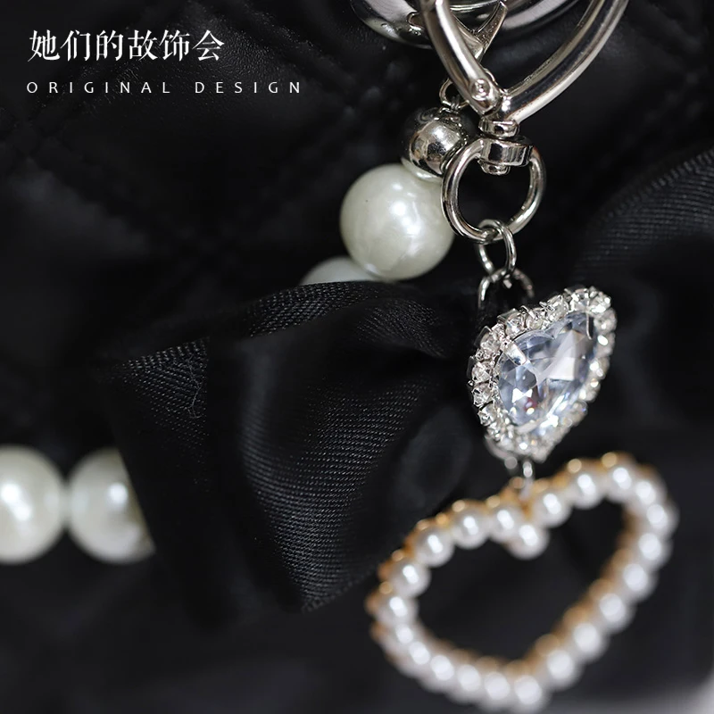 Mine Mass-Produced Japanese Girl Hand Made Bag Bowknot Sweet Cool Diana Bag with Bag Pendant Ladies Small Leather Bags 3