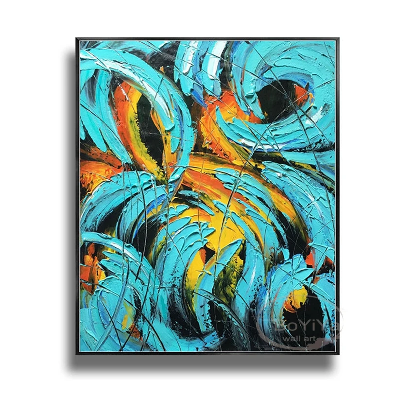 

Modern Abstract Blue Landscape Wall Posters For Home Decoration Handmade Oil Painting On Canvas Picture For Living Room Bedroom