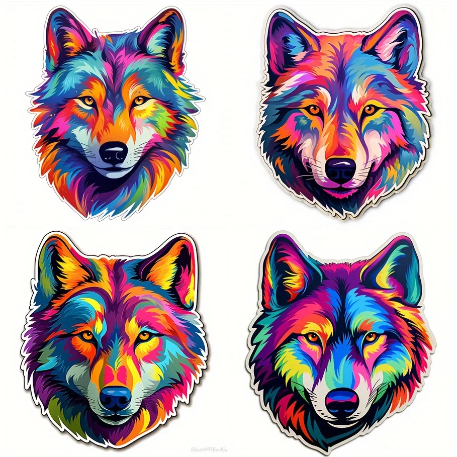 

Автомобильные аксессуары, блокирующие пространство, 4 в 1, креативные Переводные картинки с волком, наклейки с животными, веселые наклейки, рождественские аксессуары