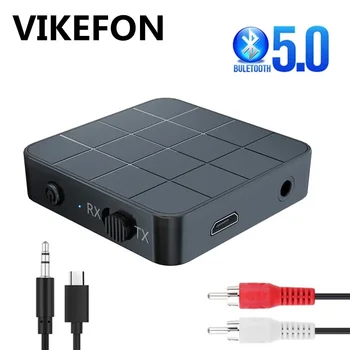 블루투스 5.0 오디오 리시버 송신기, 자동차 TV PC 헤드폰용 USB 동글 스테레오 무선 어댑터, 2 in 1 RCA 3.5mm AUX 잭