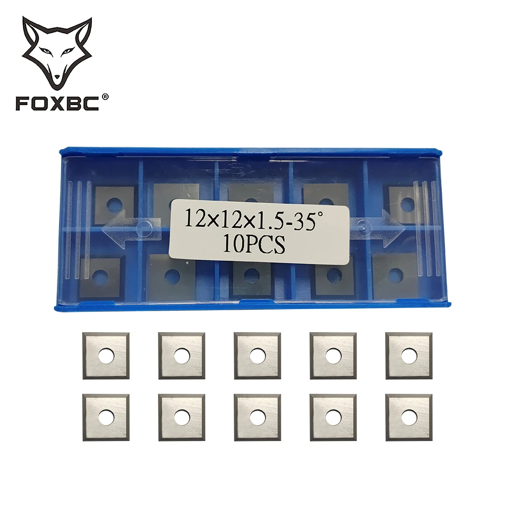 

FOXBC 10pcs Square Carbide Inserts Blades 12x12x1.5mm Replacement Cutters for Woodworking Spiral Helical Planer Head