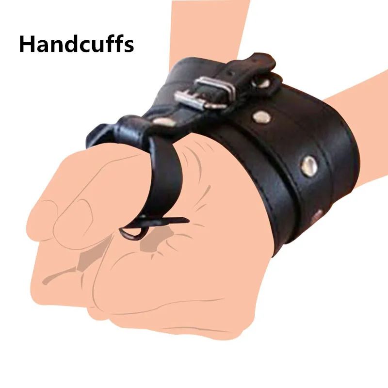 Handled Läder Hand Tummar Manschetter Bindningsbälte Slave Bdsm Bondage Cosplay Ankel Handledsrem med tår Restra_voghion.com