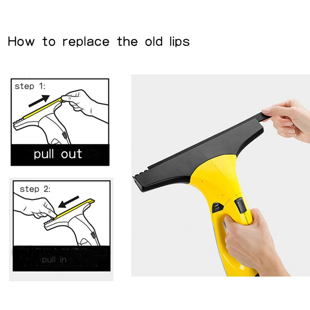 

2PCS 170MM Rubber Strip For Karcher WV2 Window Cleaner Scraper Replace 2.633-104.0 Durable And Practical To Use