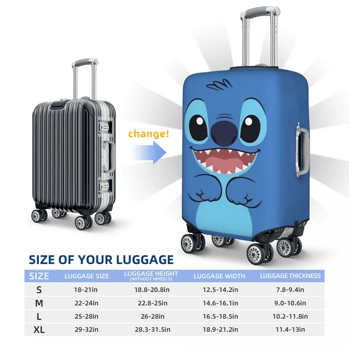 Stitch Elastic Luggage Cover Trolley Suitcase Dust Bag Case Cartoon Travel Accessories Flight Fun Luggage Supplies Protector 6