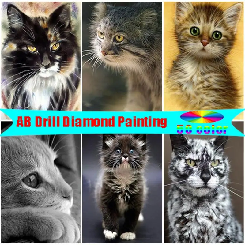 5D DIY Animal Diamond Painting Cat Full Square Diamond Art Embroidery  Mosaic Handmade Home Decoration