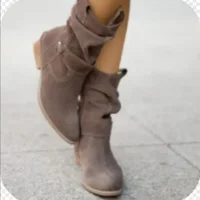 Autumn Winter Women's Boots Retro Suede Middle cylinder Ankle Boots Comfortable Rubber Sole Soft sole Snow Boots Plus Size 45 - Image 4