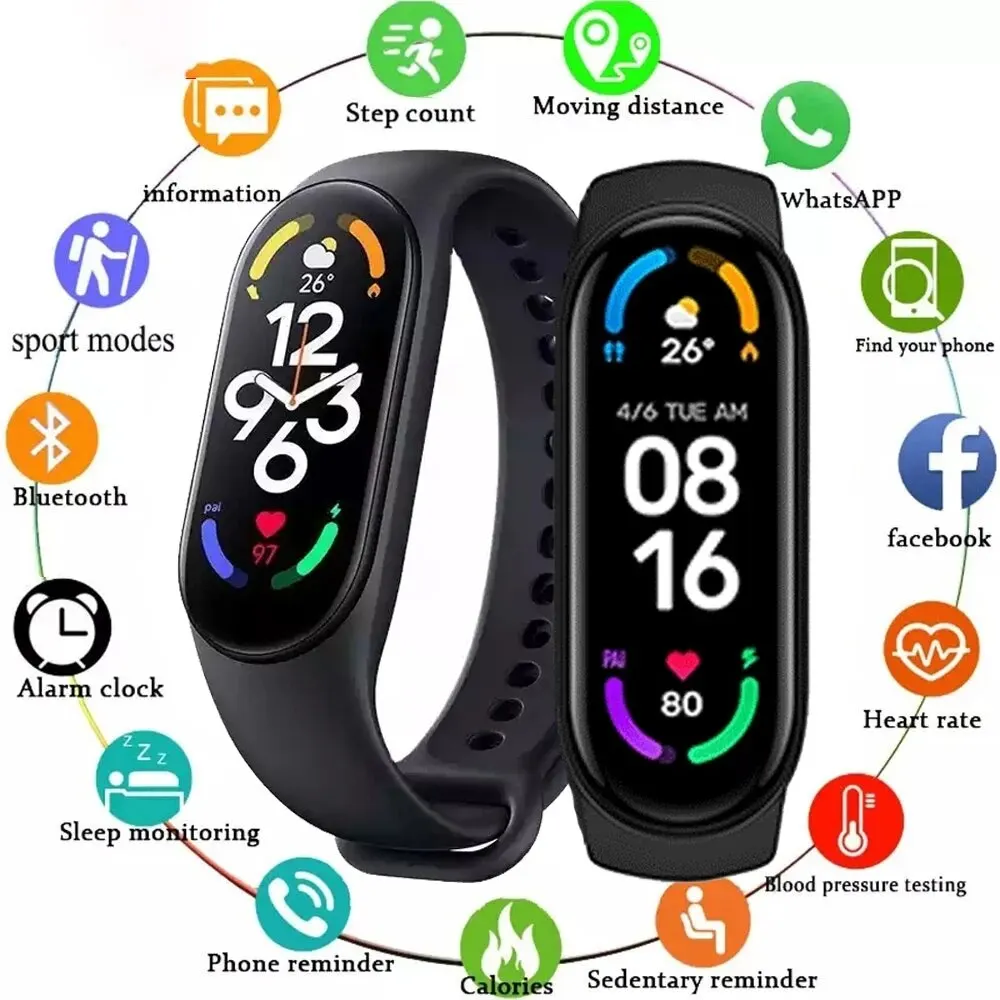 M6 Smart Bracelet Health Monitoring Bluetooth Link Men S and Women S Sports  Pedometer Smart Watch For Apple Android